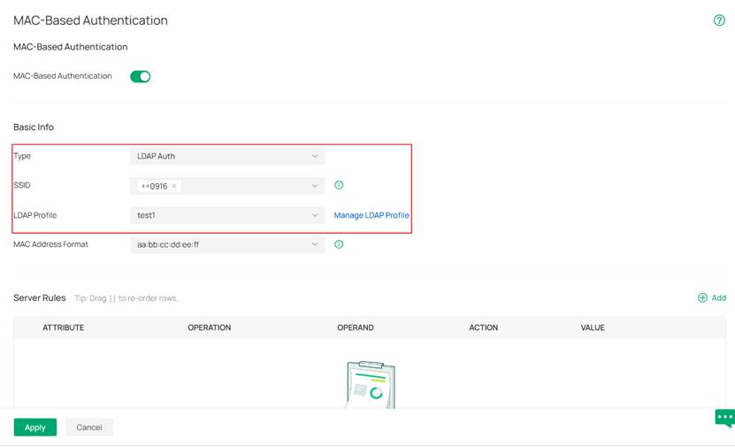 Binding LDAP profile with target SSID.
