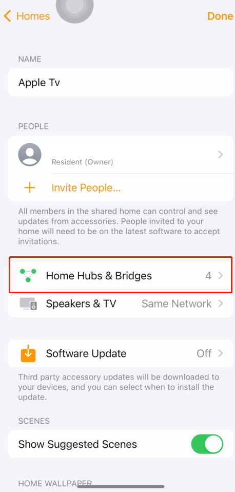 The second image shows Apple Home’s setting path in step 1.