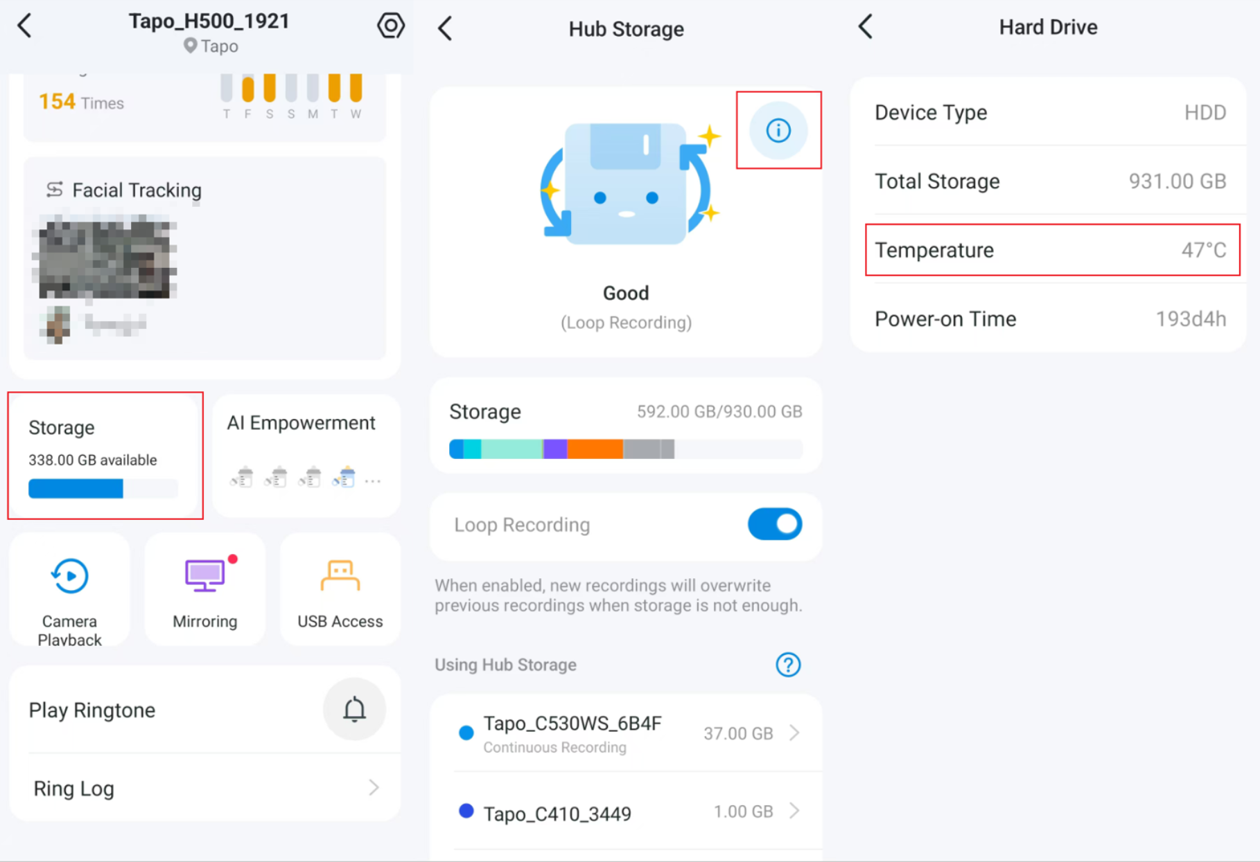 Steps to check the temperature of your Tapo H500.