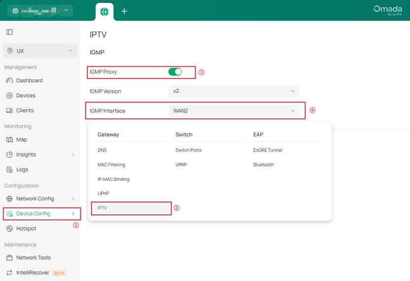 Configuring IGMP Proxy on the gateway.