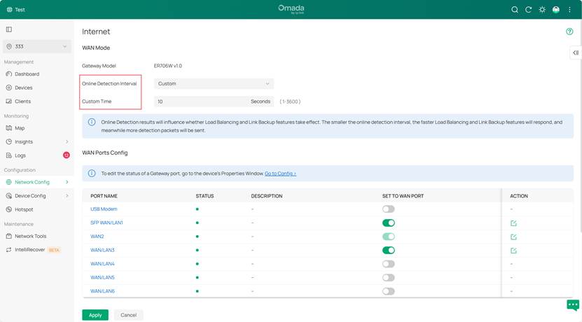 Edit Online Detection Interval.