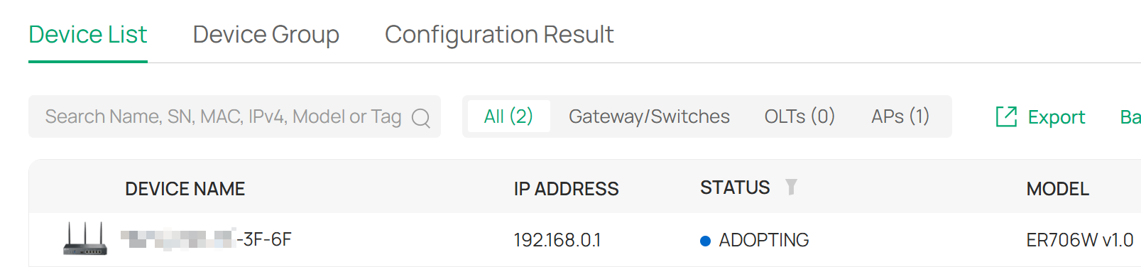 The device always returns to the Adopting status.