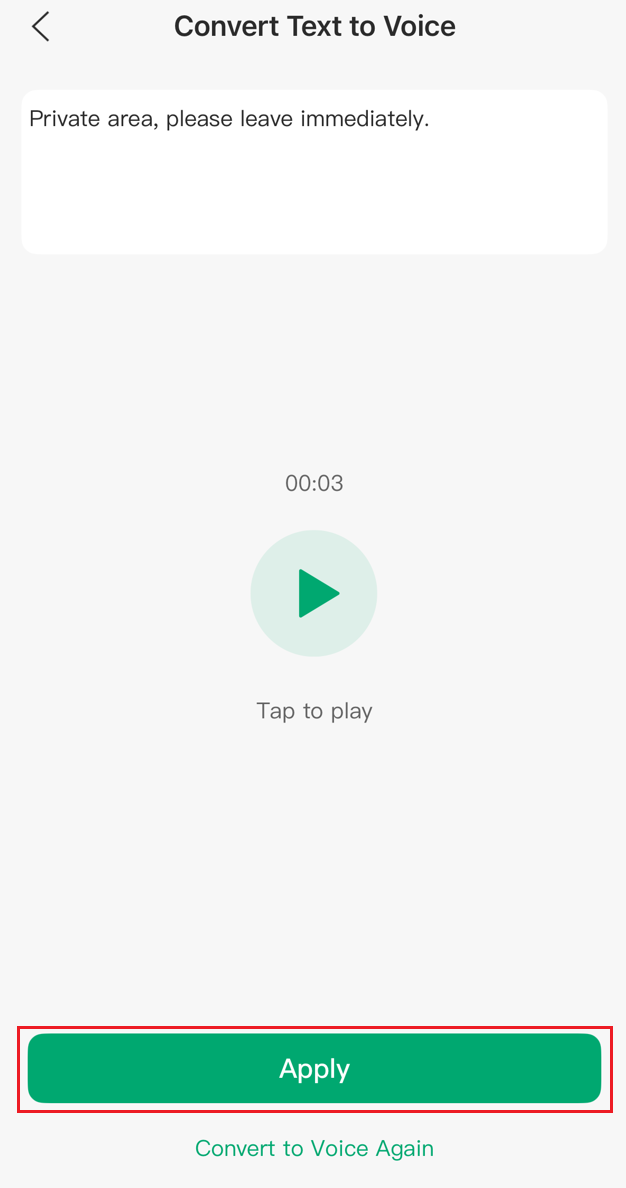 Tap apply to save the converted voice.