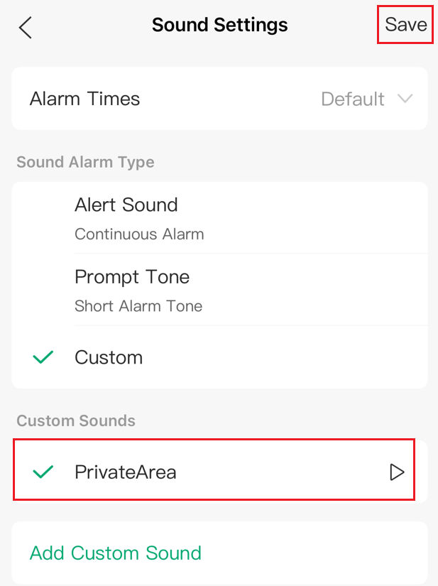 Save the selected ringtones or sound.