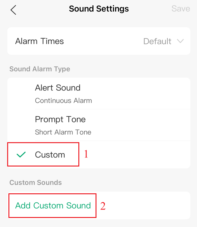 Set custom sound alarm.