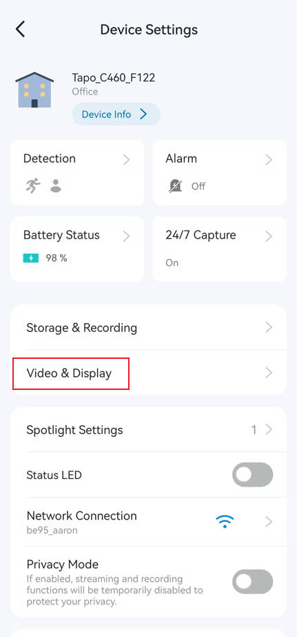 Tap Video & Display.