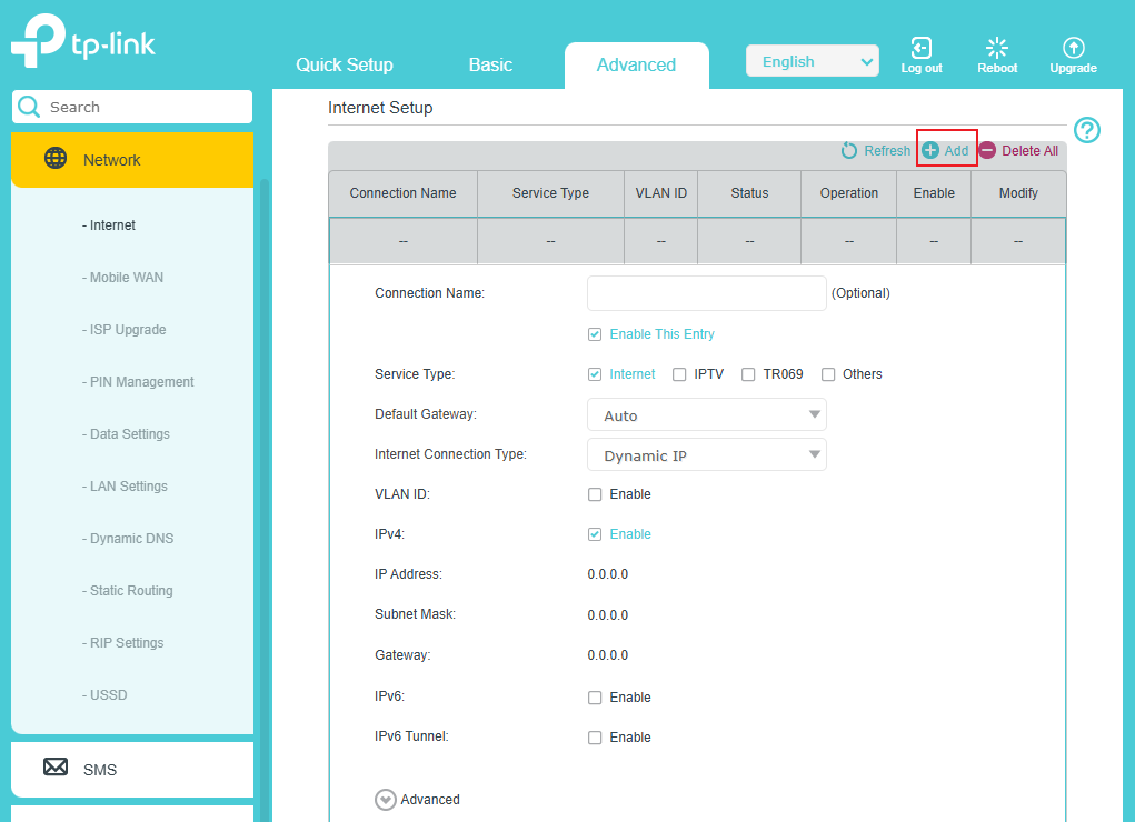 The location “Add” in the page.