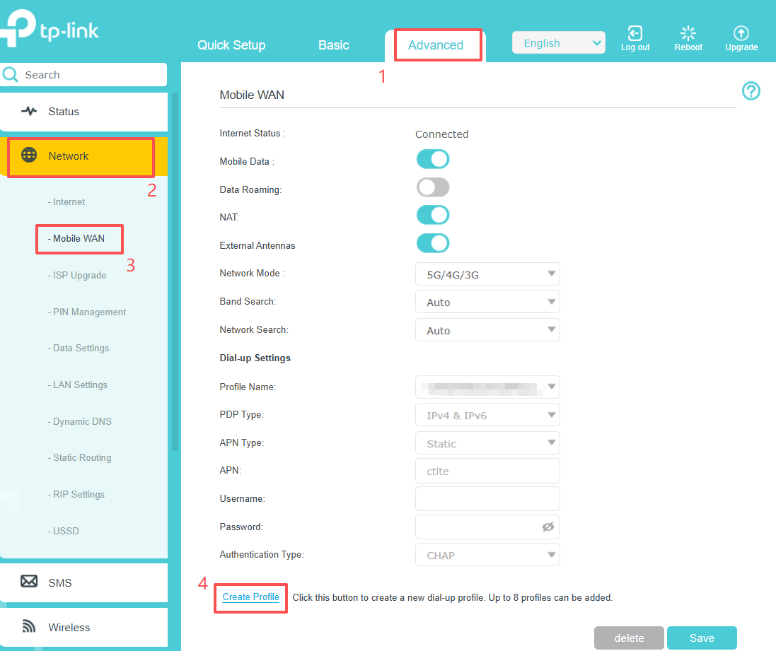 The way to create an internet connection profile.