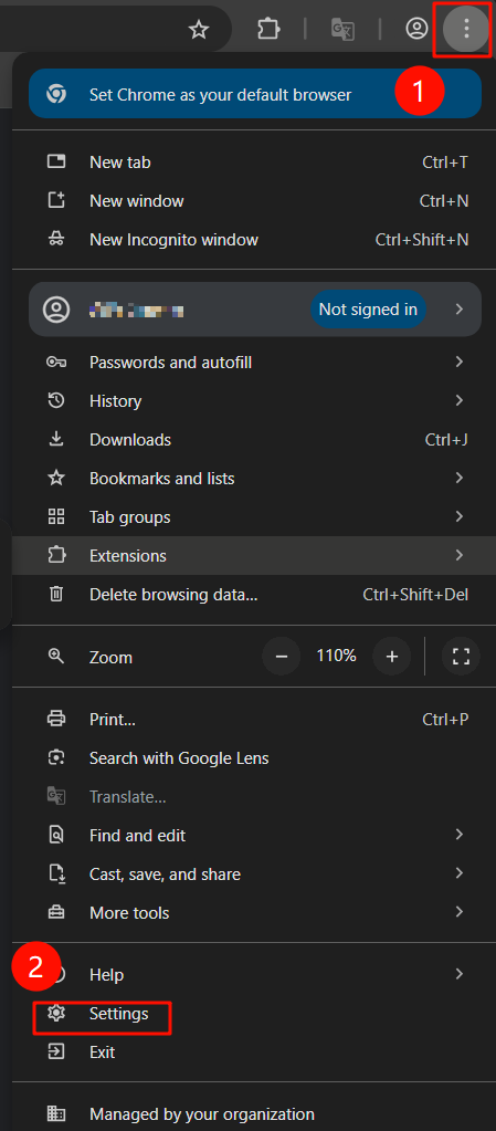 The way to open Settings.