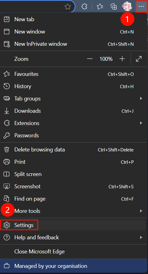 The way to open Settings.