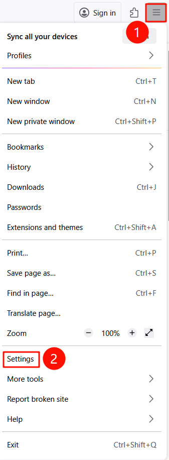 The way to open Settings.