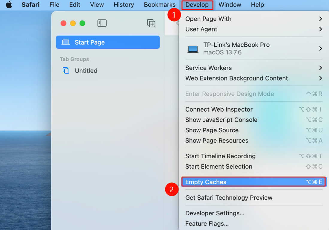 Click "Empty Caches".