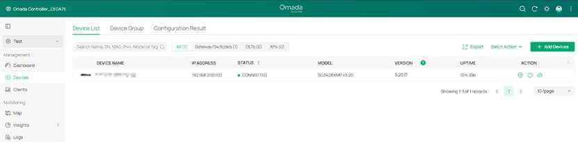 Show the Device page on controller.