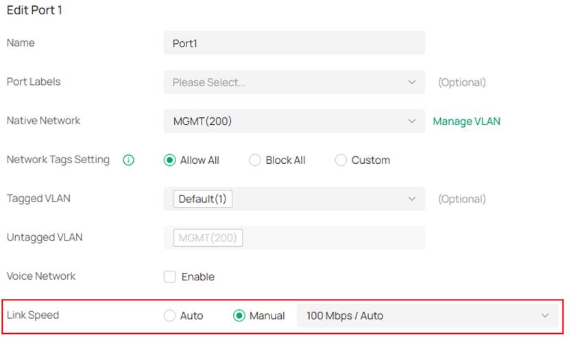 Show the port detail of port 1 on controller.