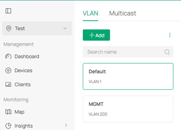 Show the VLAN status page on controller.