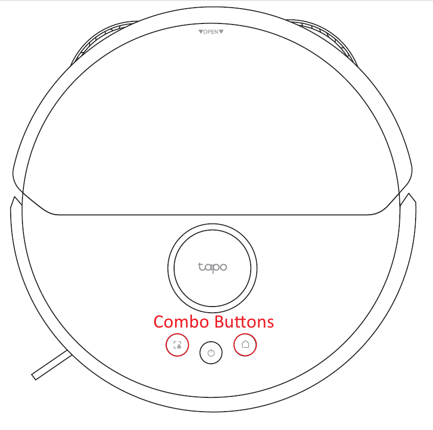 The combo buttons on the robot vacuum.