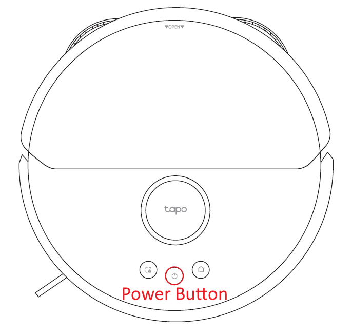 The power button on the robot vacuum.