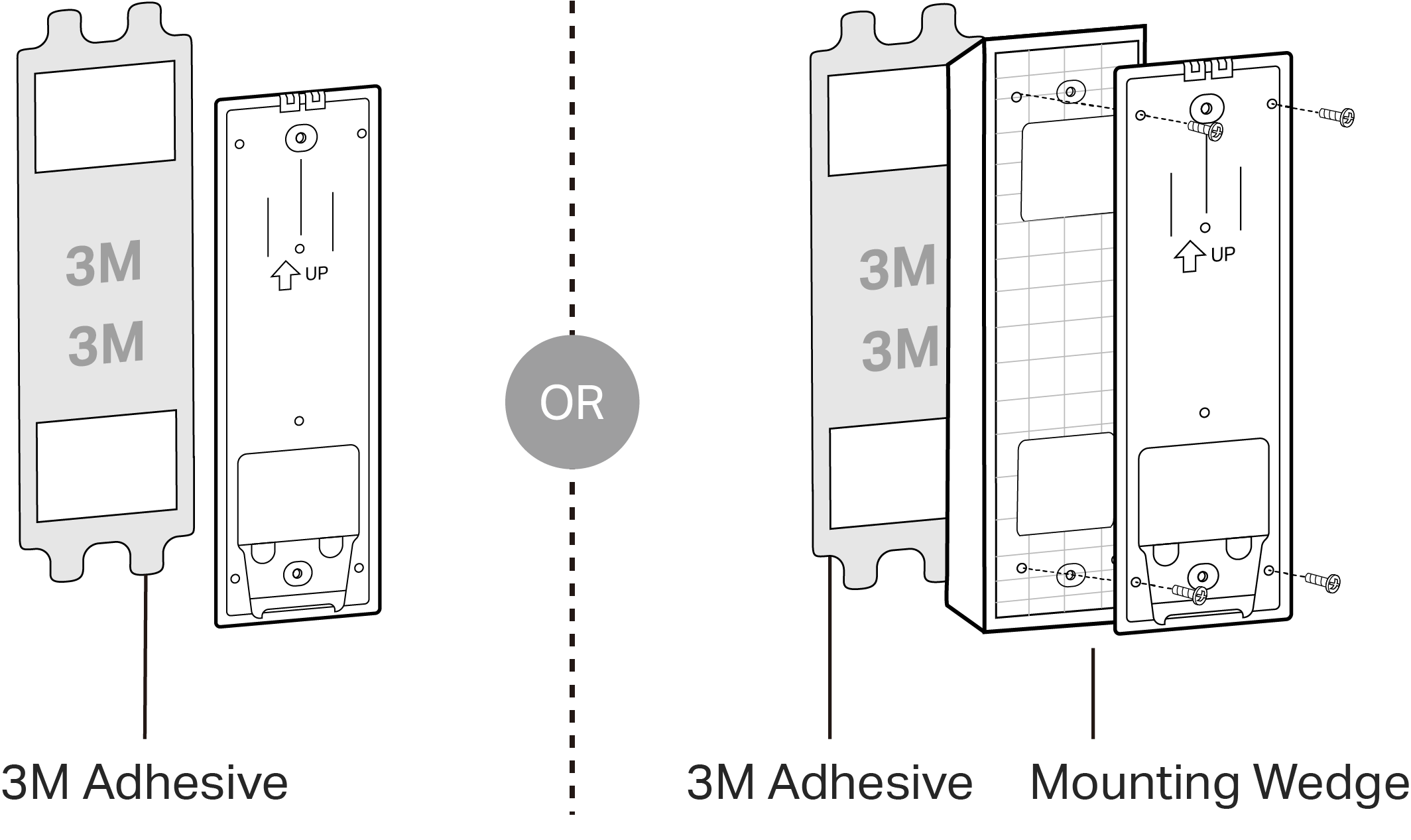 Install a doorbell bracket using 3M adhesive.