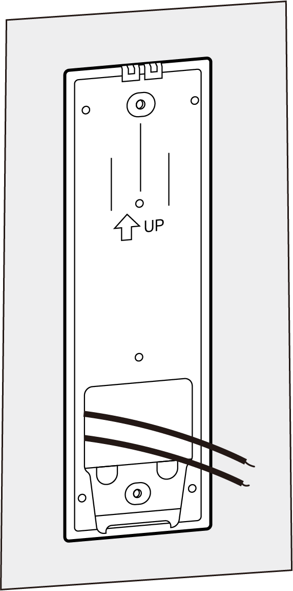 The wire extending from the pre-drilled hole when using hardwiring.