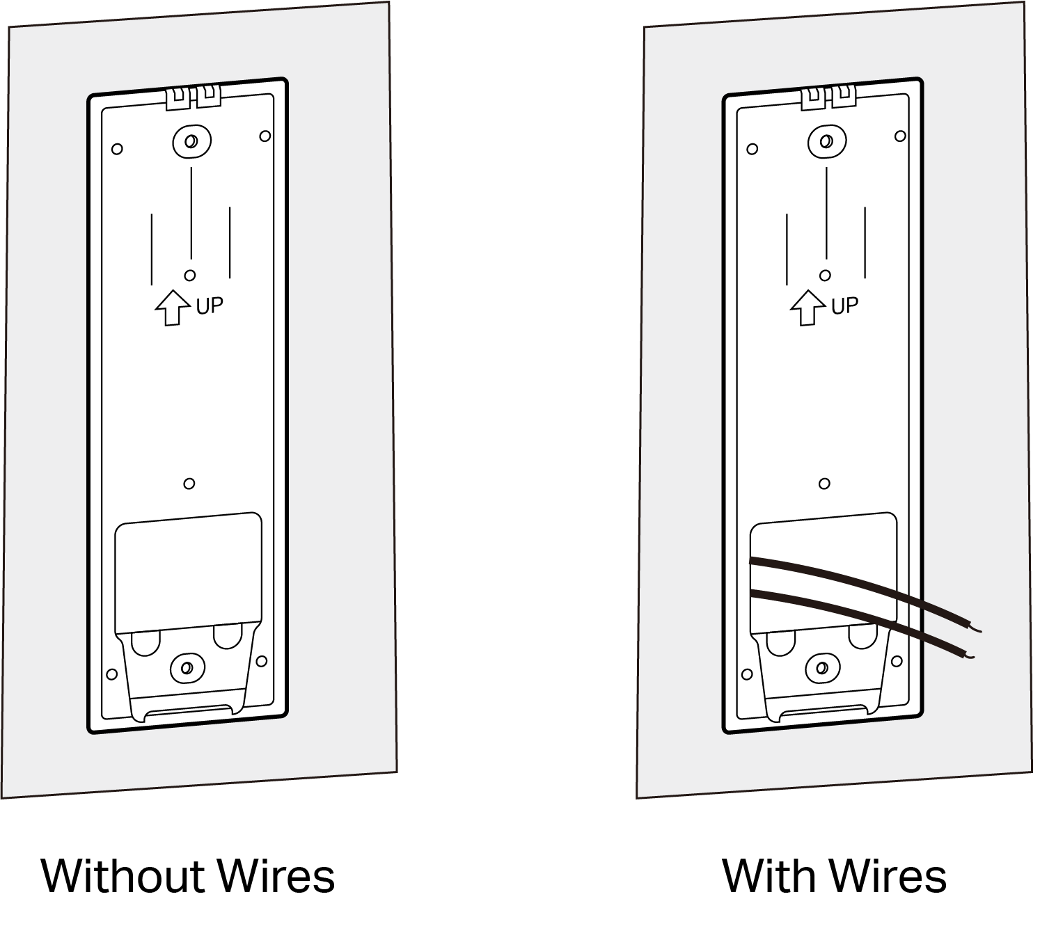 The difference in bracket installation with and without hardwiring.