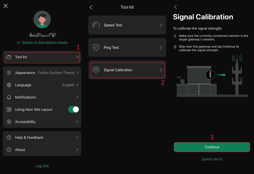 Use the Signal Calibration function in the Tool kit.