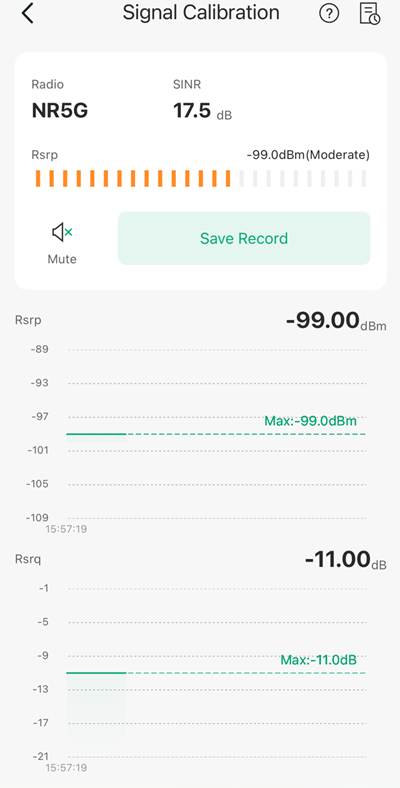 Show poor signal strength under Signal Calibration.
