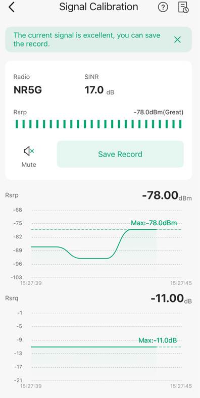 Show good signal strength under Signal Calibration.
