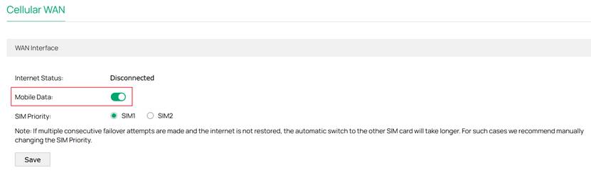 Enable the Mobile Data option.