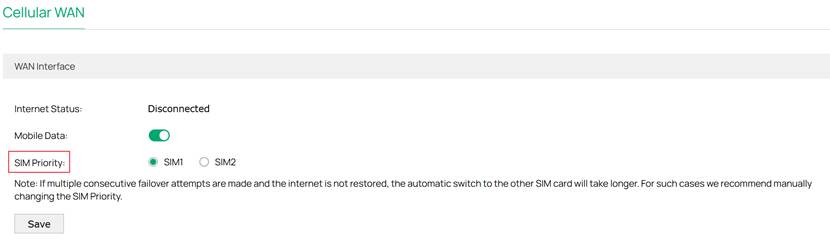 Select SIM card priority settings as needed.