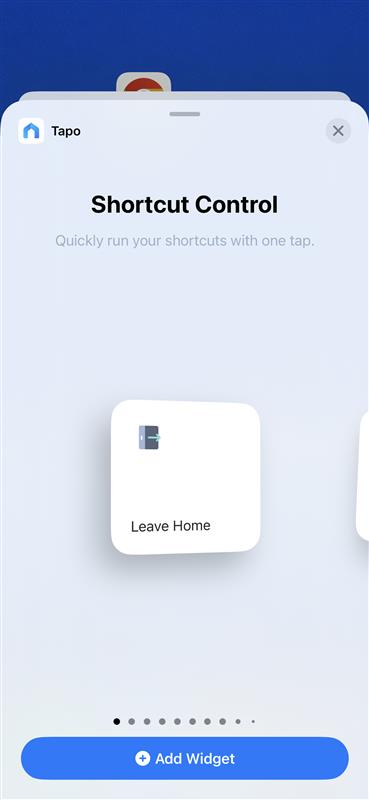 A page showing widget type, widget size, and an Add Widget button at the bottom.