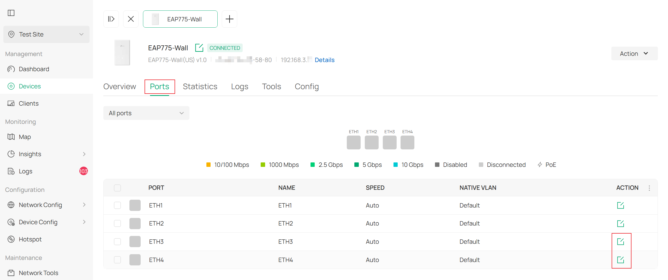 Where to edit port configuration.