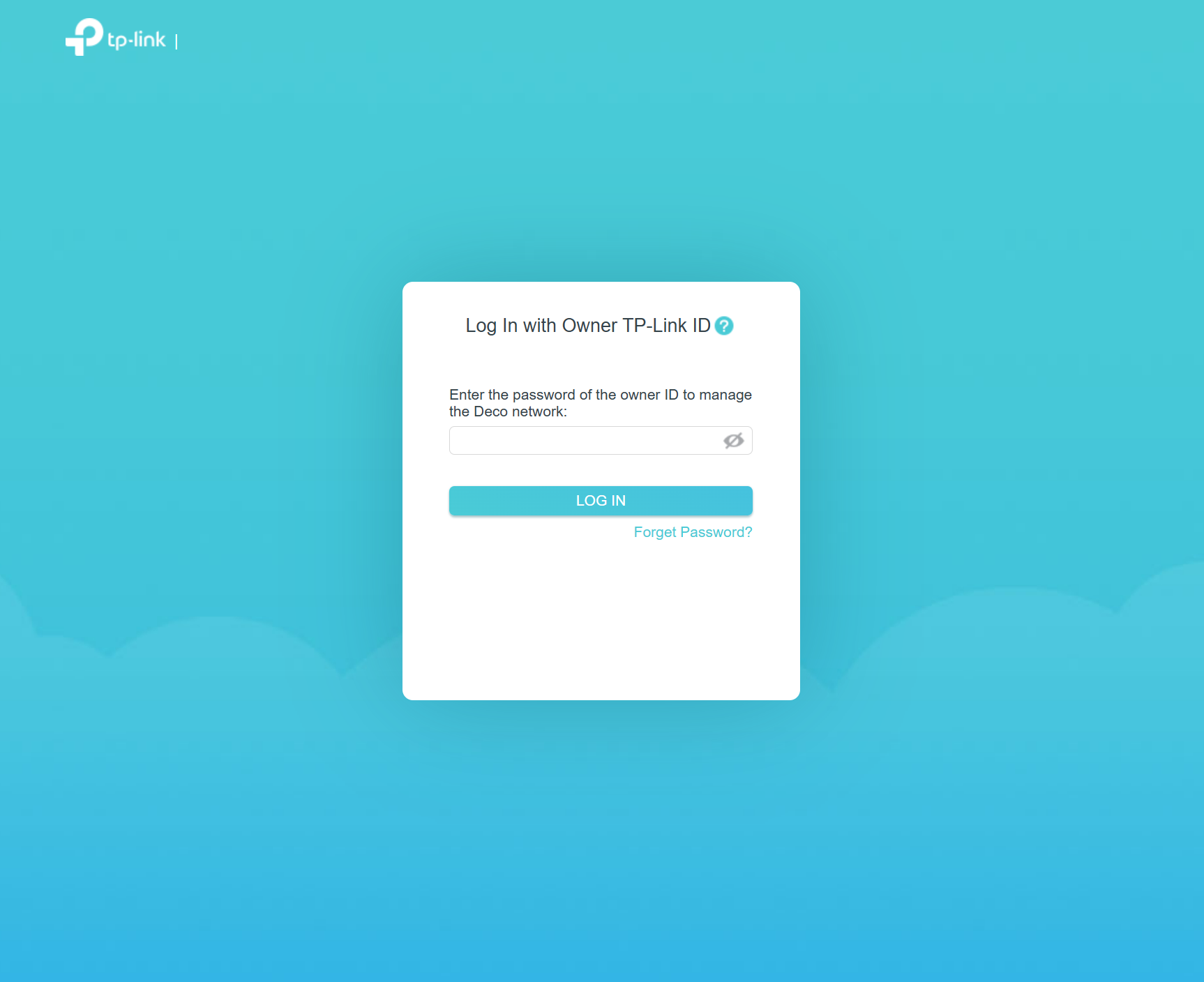 Login page of the Deco web management interface.