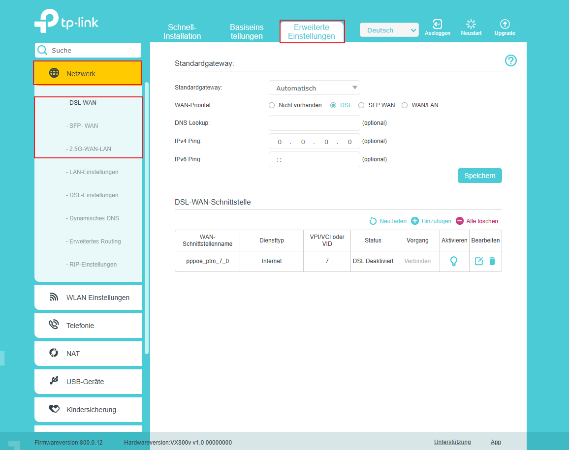 Select DSL-WAN / SFP-WAN/2.5G-WAN-LAN.