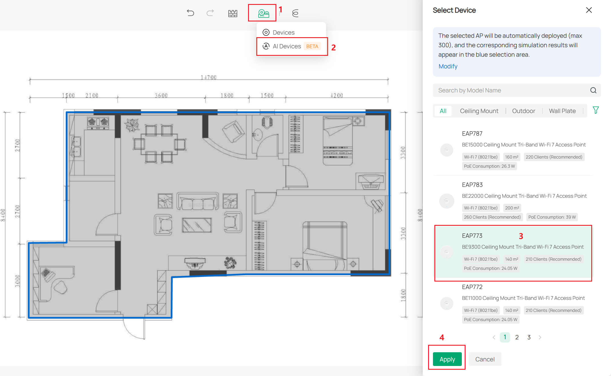 Shows location of the AI devices feature.