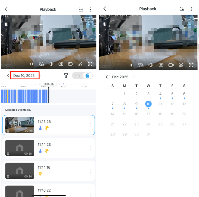 Date selection button and how to view the SD card recordings.