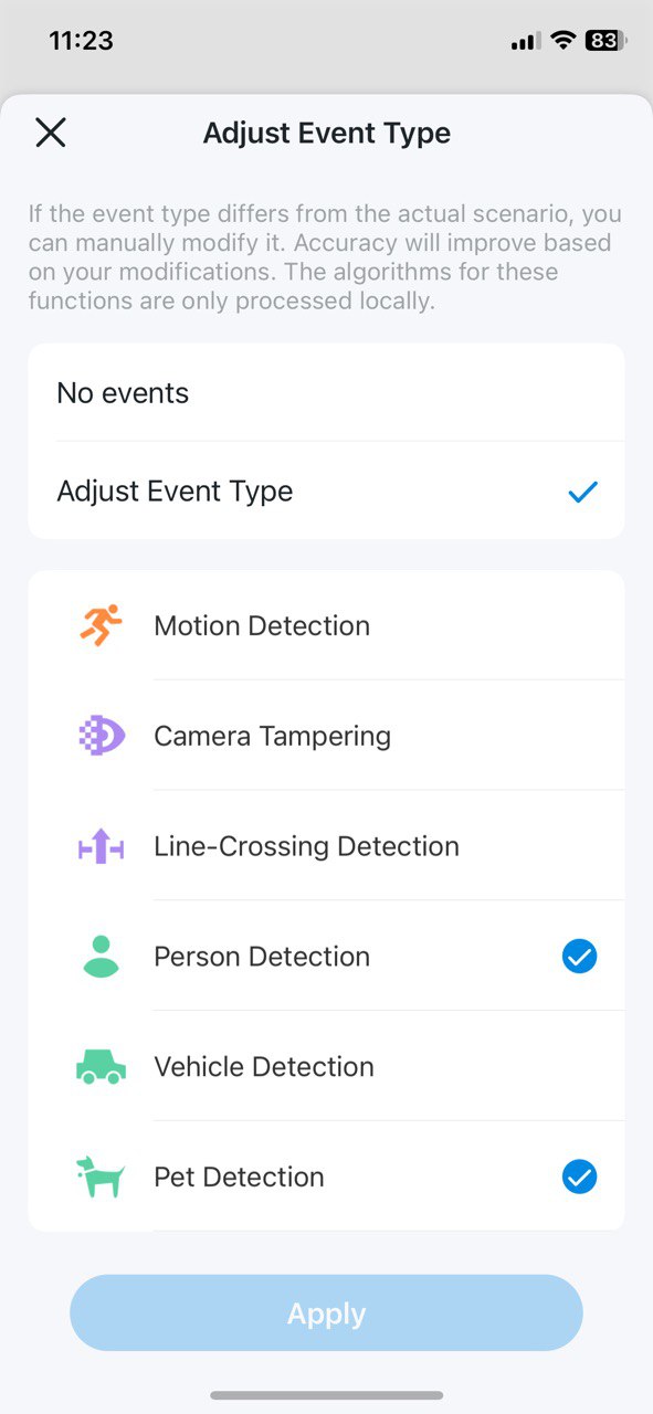 The Adjust Event Type page.