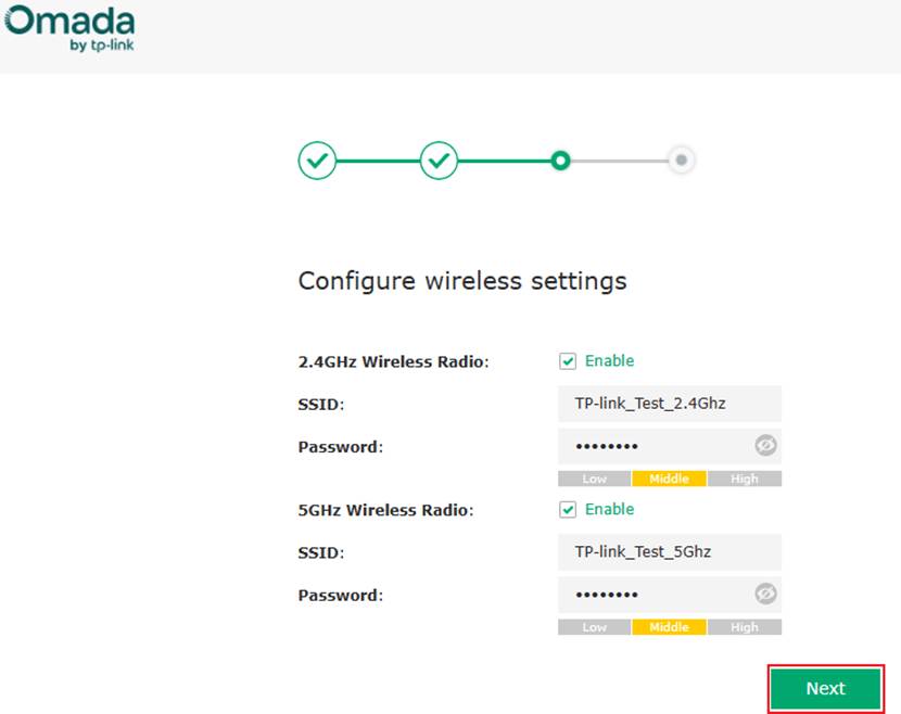 Configuring Wireless Basic Settings for the Omada EAP.