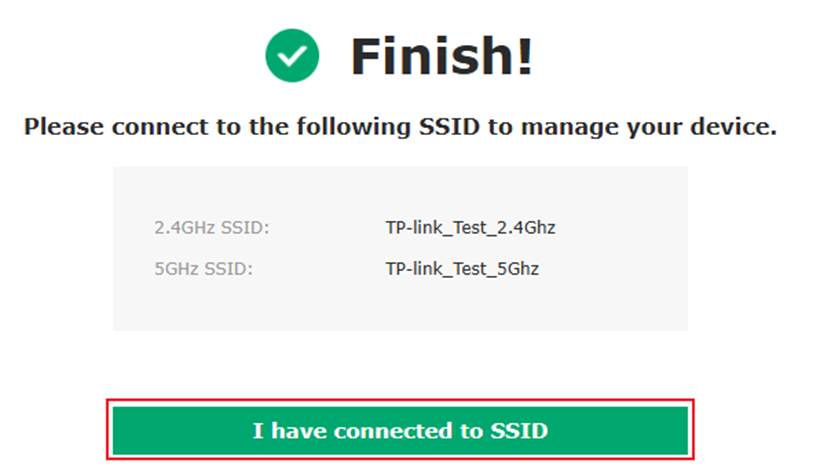 Finish message indicating initial setup is complete.