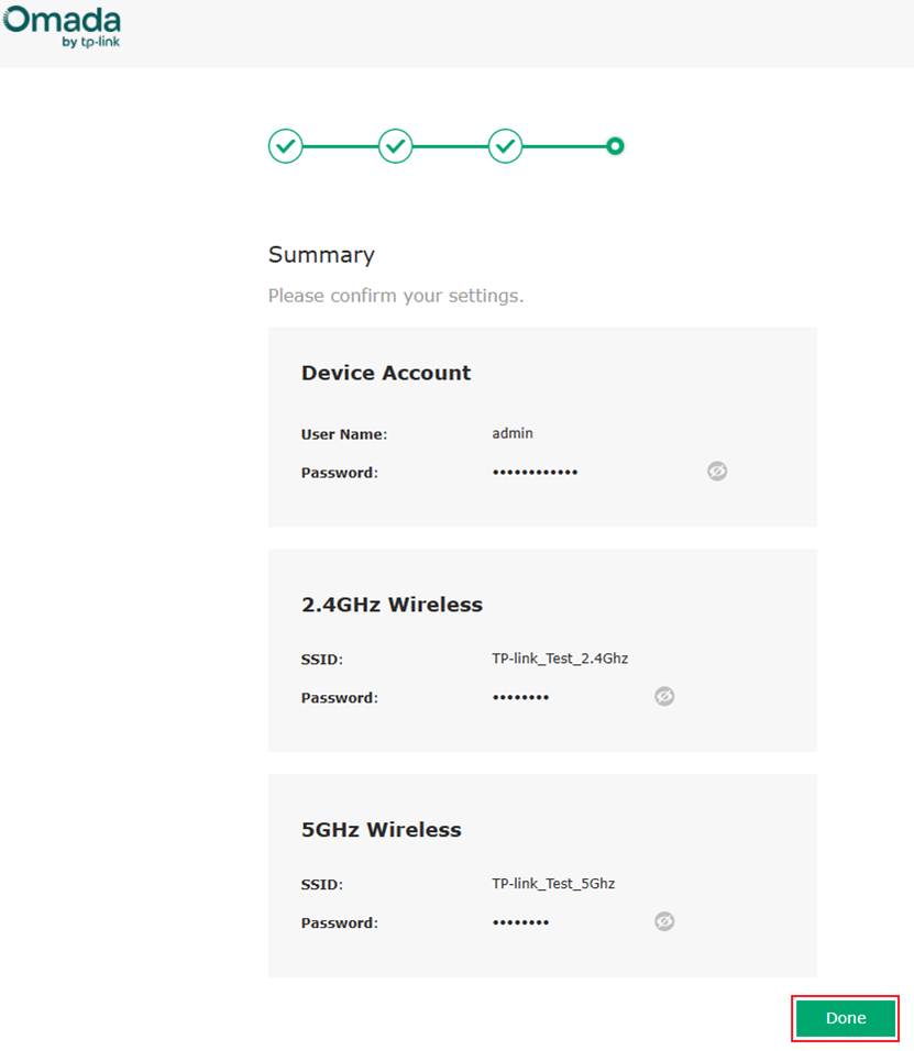 The Omada EAP has been configured.