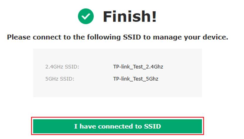 Finish message indicating initial setup is complete.