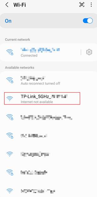 The Wi-Fi SSID list on an Android phone.