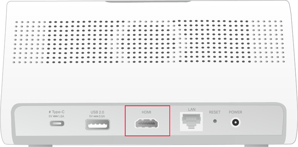 “HDMI” port on the back panel of the HomeBase.