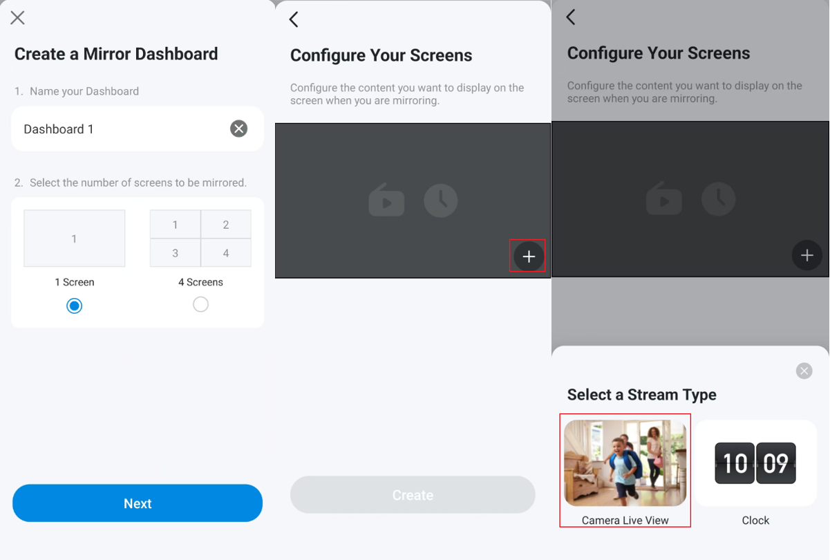 The location “Camera Live View” in app.