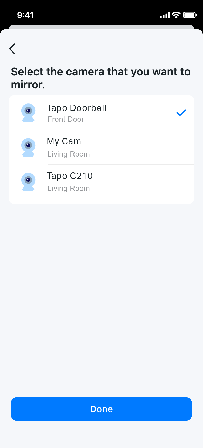 Select the camera to mirror.
