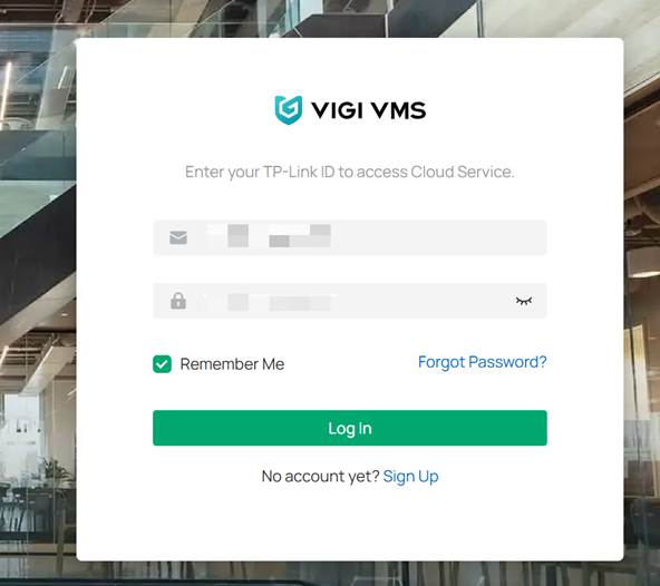 Log in to VIGI Cloud VMS.