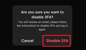 Click to disable 2FA.