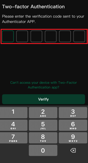 Enter the 2FA token before login to VIGI APP.