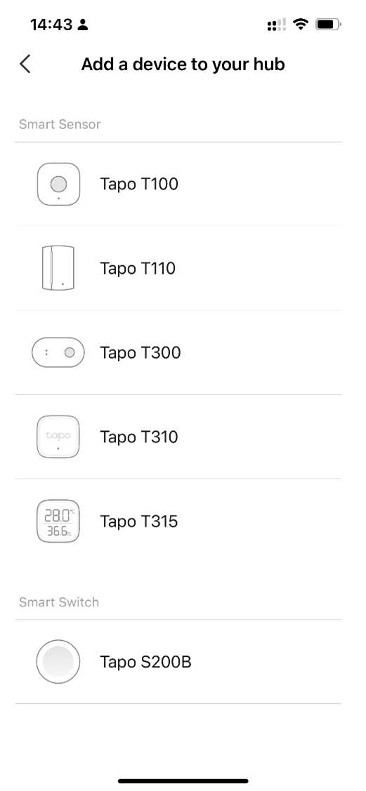 Select and add Tapo sensors.