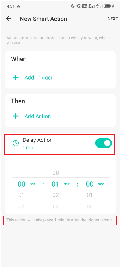 Set Delay Action and specific time.