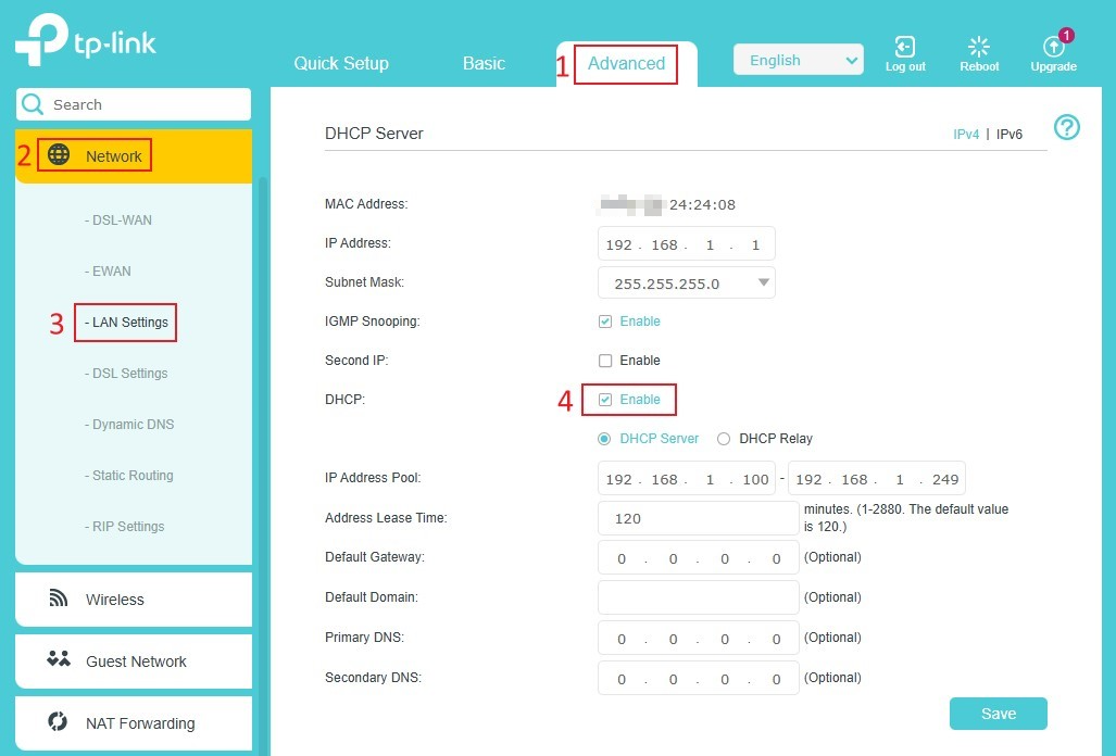 Check the DHCP Server.